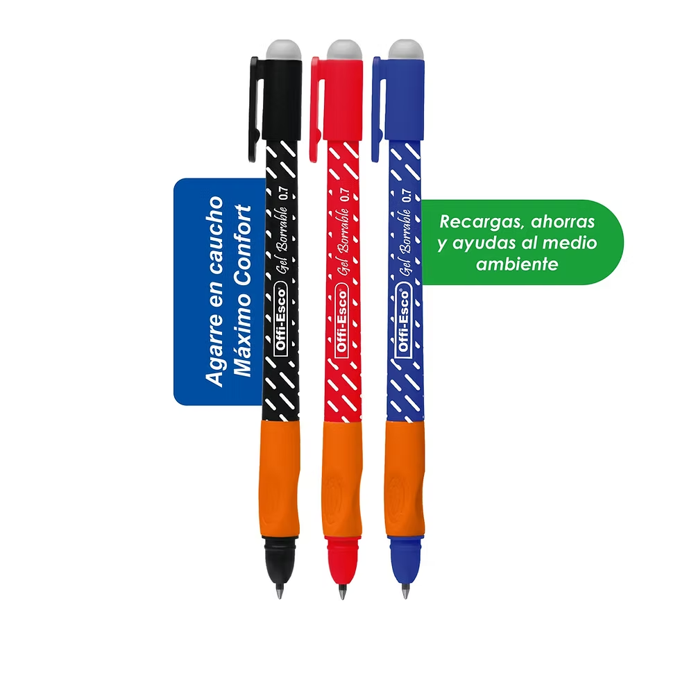 Boligrafo offi esco borrable ( rojo , negro y azul )