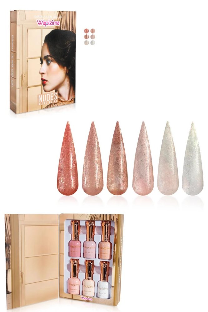 Gama de Geles Wapizima 6 piezas Nudes Bling Bling 6pzas