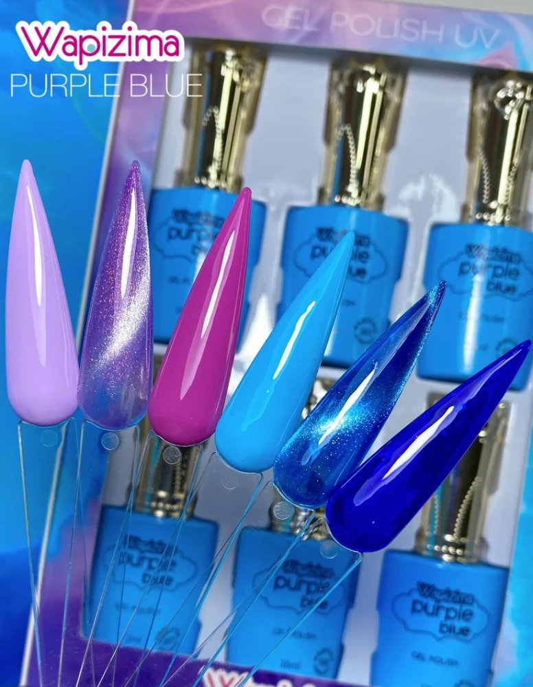 Gama de Geles Wapizima Polish Purple Blue 6 pzas
