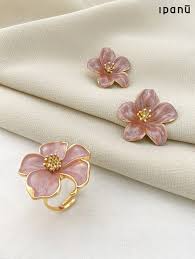 D1 ARETES FLOR ROSADO DORADO