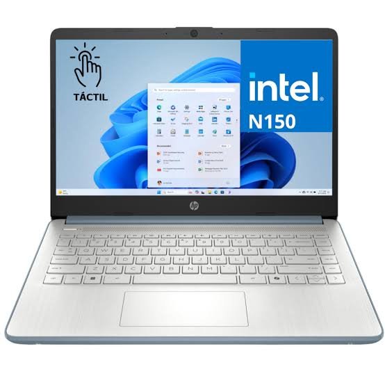 LAPTOP HP 14-DQ6103DS INTEL N150 RAM 4GB DDR4-3200 SSD 128GB UFS 14" HD 250 NITS TOUCHSCREEN (1366X768) WI-FI 6 (2X2) BLUETOOTH 5.4 WINDOWS 11 HOME MOONLIGHT BLUE FACTORY RECERTIFIED - BK1P0UAR#ABA