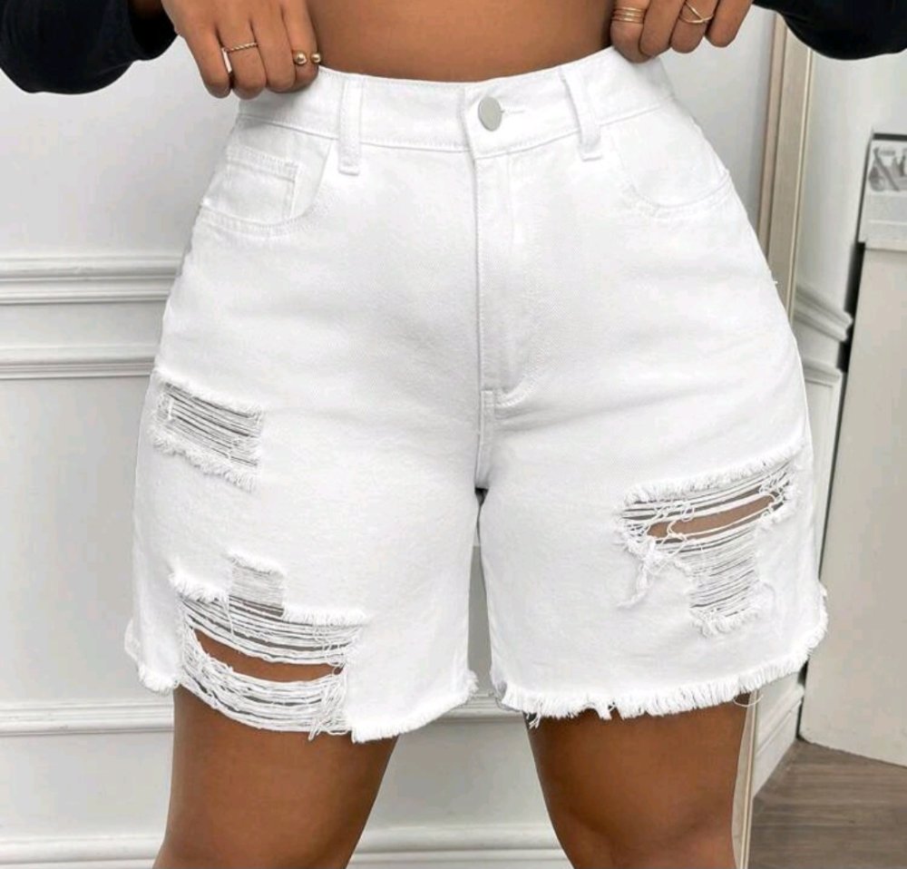 Shorts jeans blanco destroyer