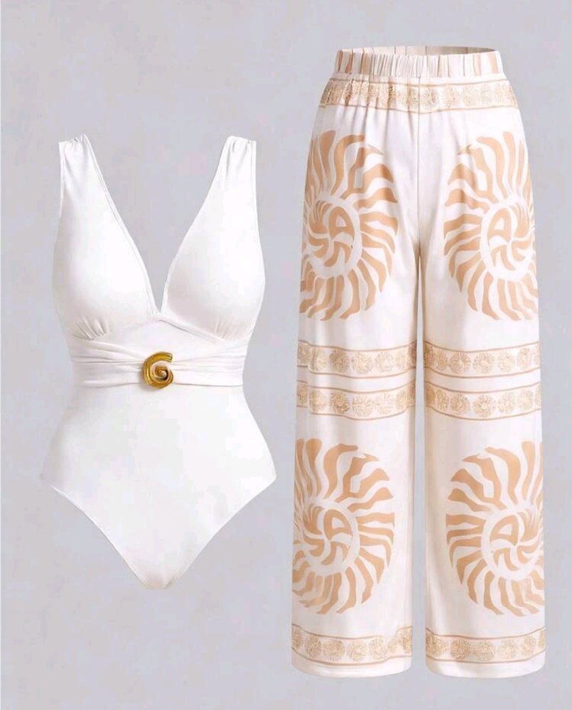 Traje de baño blanco pantalon