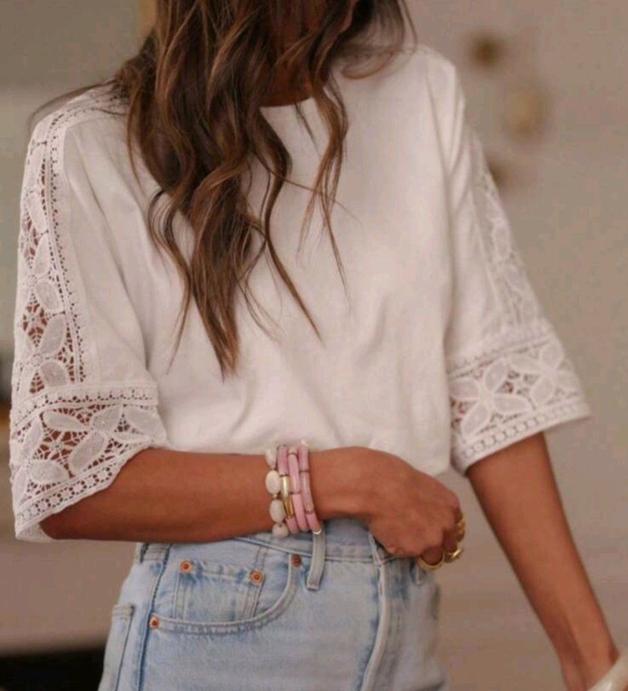 Blusa blanca manga bordada