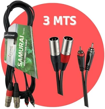 Roxtone Cable RCA 2 XLR Hembra 3 metros RACC170L3