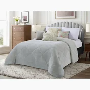 Full Blanc Edredon Flannel corde.triple Full Gris perla