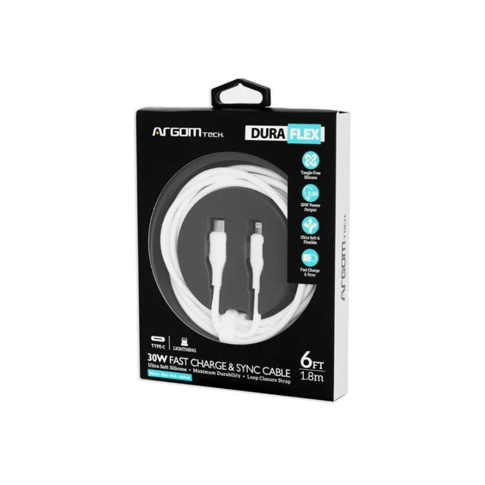 Argomtech Cable Type-C a Lightning Dura Flex 30W ARG-CB-0072BK