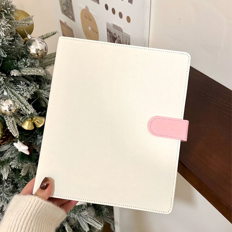 Binder Macaron Blanco con Rosa JUMBO