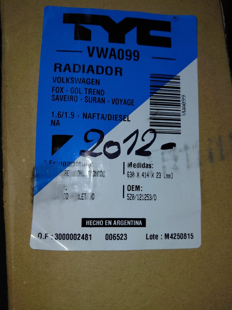 RADIADOR GOL 2012-