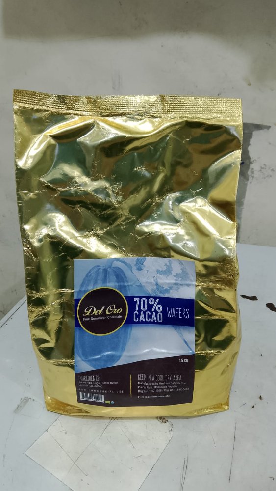 CHOCOLATE DEL ORO 70% CACAO WAFERS 1.5 KG