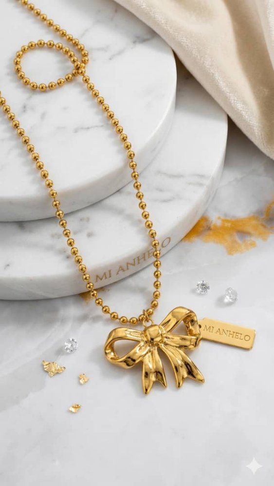 Collar de balin con dije de lazo