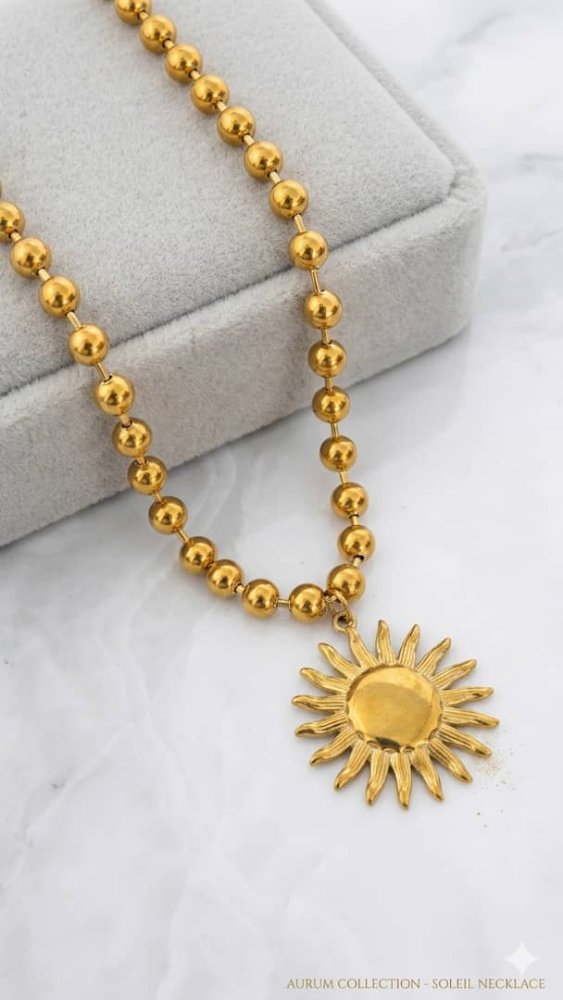 Collar de balines con dije de sol