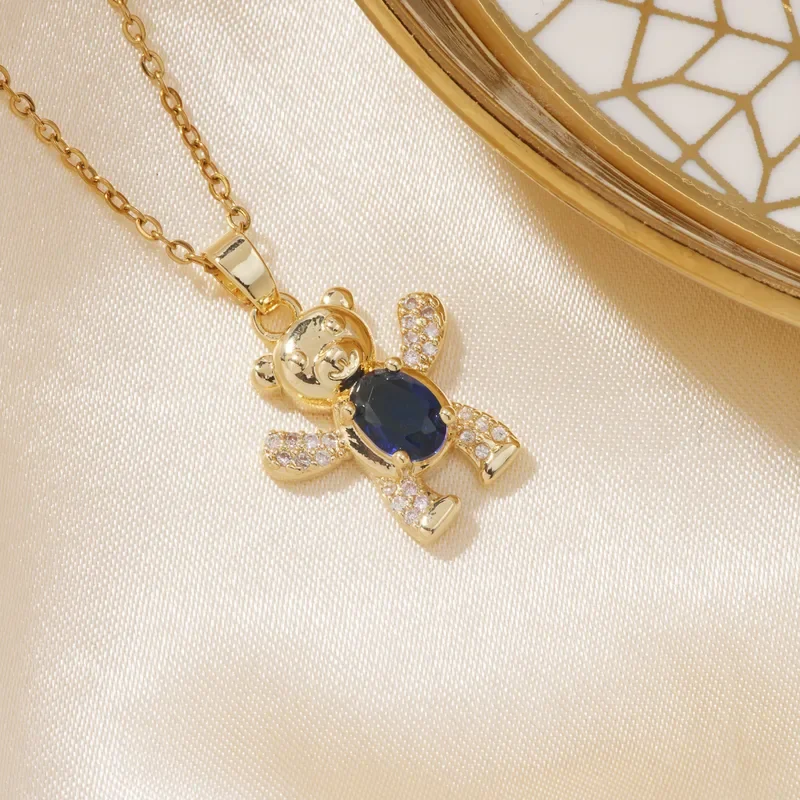 Collar de oso con circon azul
