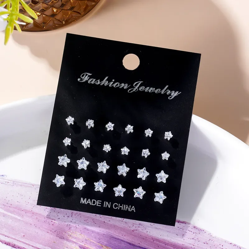 Set completo de zarcillos pequeños estrella