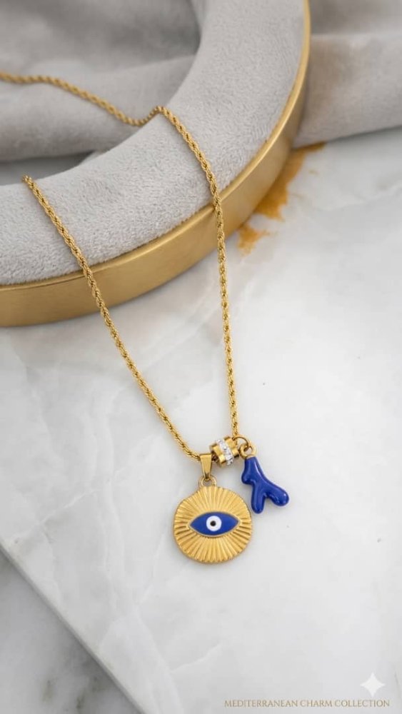 Collar ojo turco con rama azul