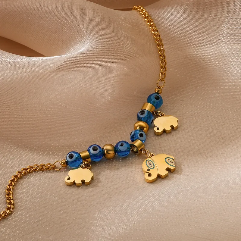 pulsera multi dije de elefante con ojitos