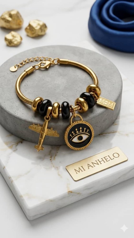 Pulsera multidijes ojo turco negro