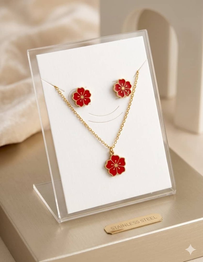 Set de collar collar y zarcillos de flor