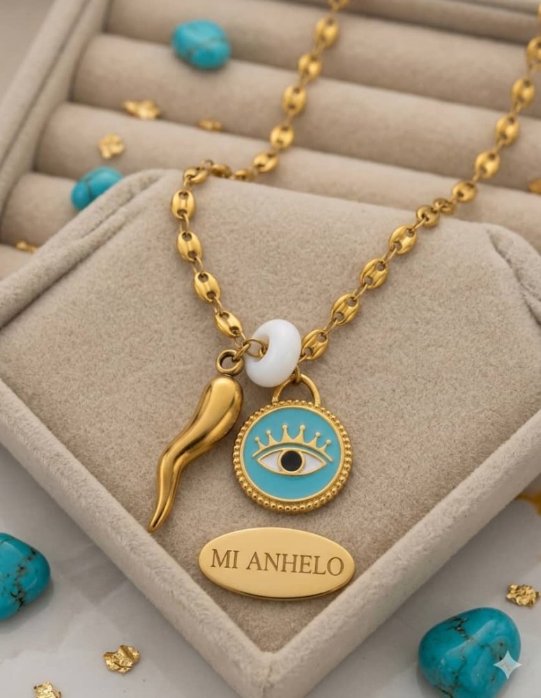 Collar de ojo turco azul claro