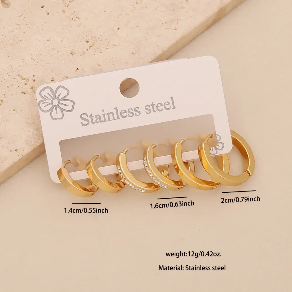 aretes triples lisos con un par con circones