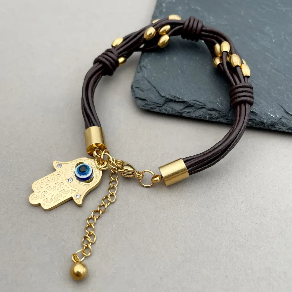 pulsera de cuero marron