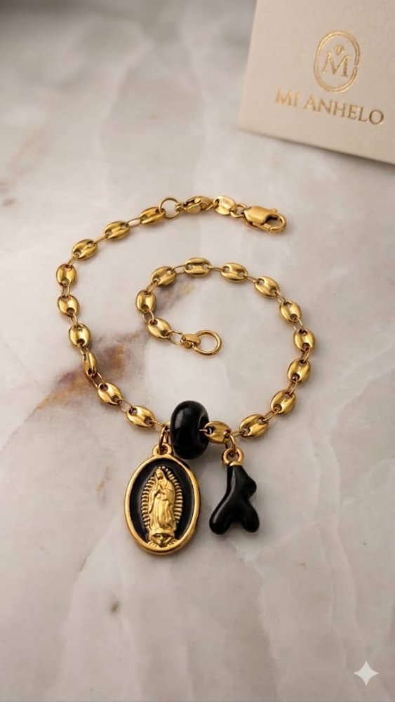 Pulsera virgen de guadalupe y rama negra