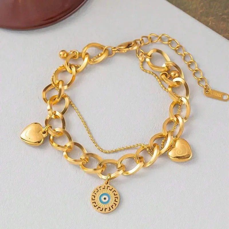 Pulsera Multidije Doble de Corazon y Ojito