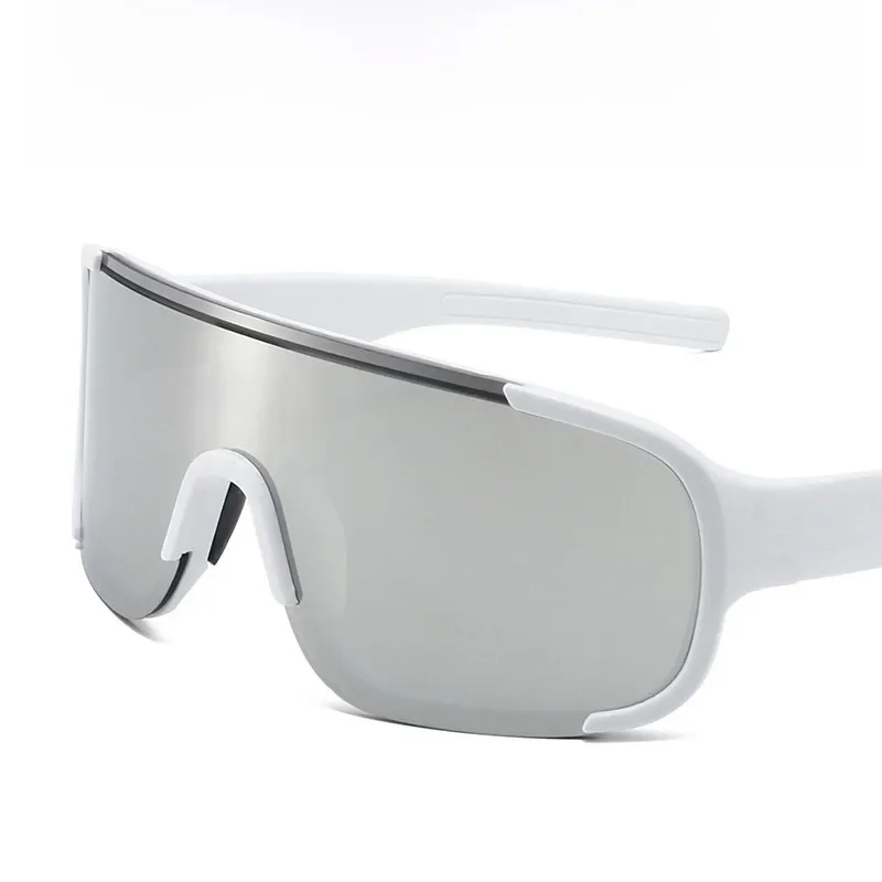 lentes deportivos espejo plateados con blanco
