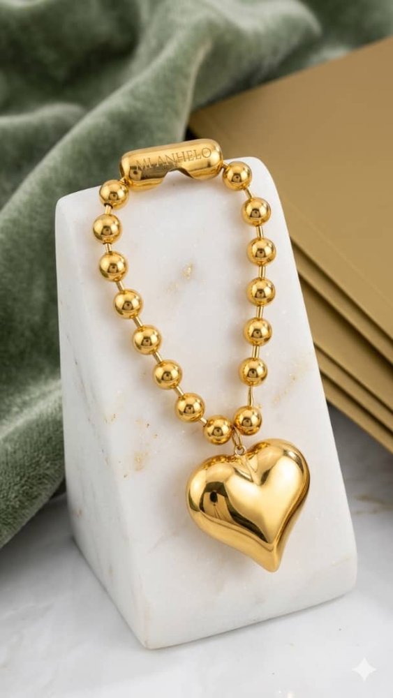 Pulsera de balin con dije de corazon