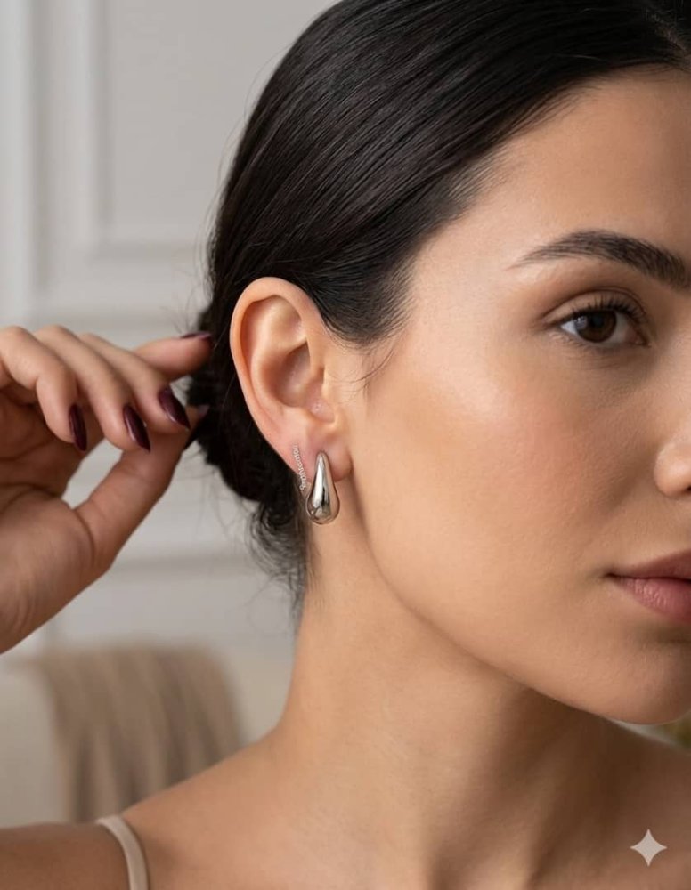 Aretes de gota pequeño plateado