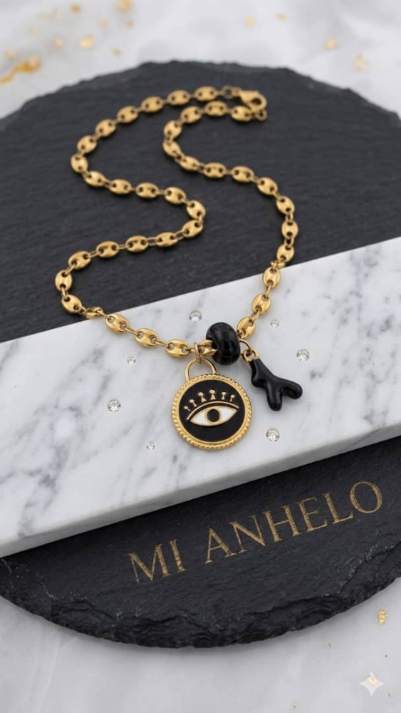 Collar gucci pequeño ojo turco negro