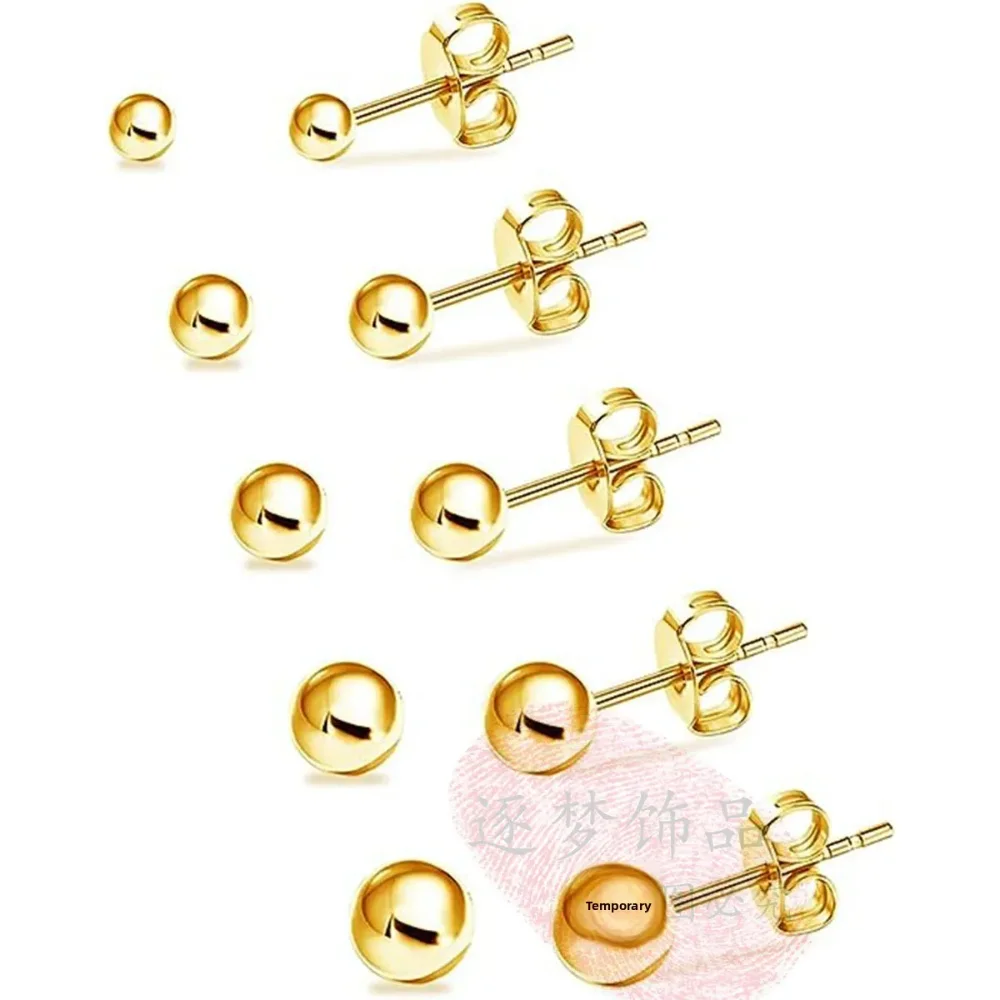 juego de aretes de balin 4mm 5mm 6mm