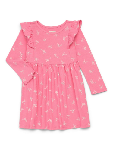 Vestido M/L rosa de lazos de niña 5T
