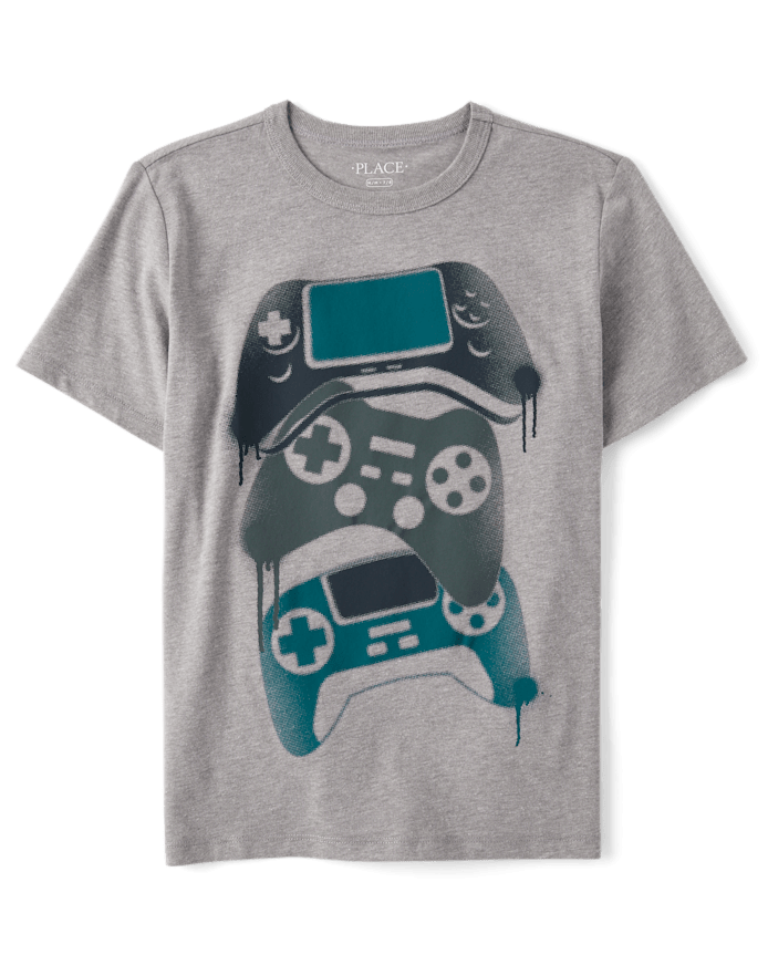 Franela Gris Figura Controles de PLAY 7/8T