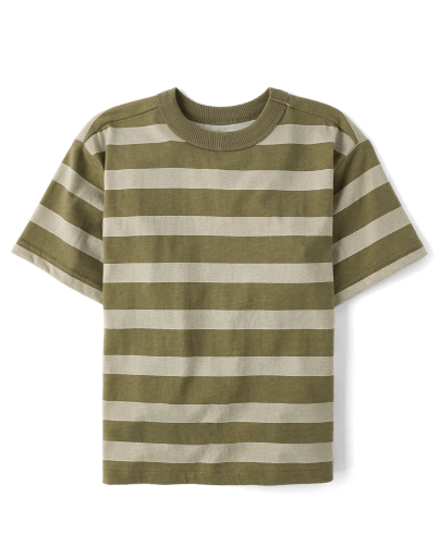 Franela rayas verde y beige 4T