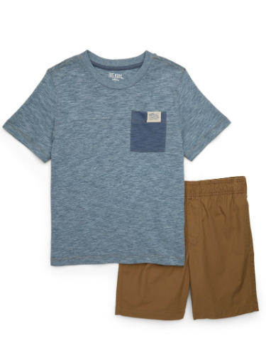 Conjunto Franela azul y short marron de Niño 4T