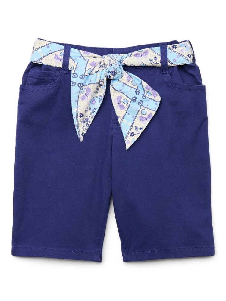 Bermuda azul con cinturon tipo bufanda 6T