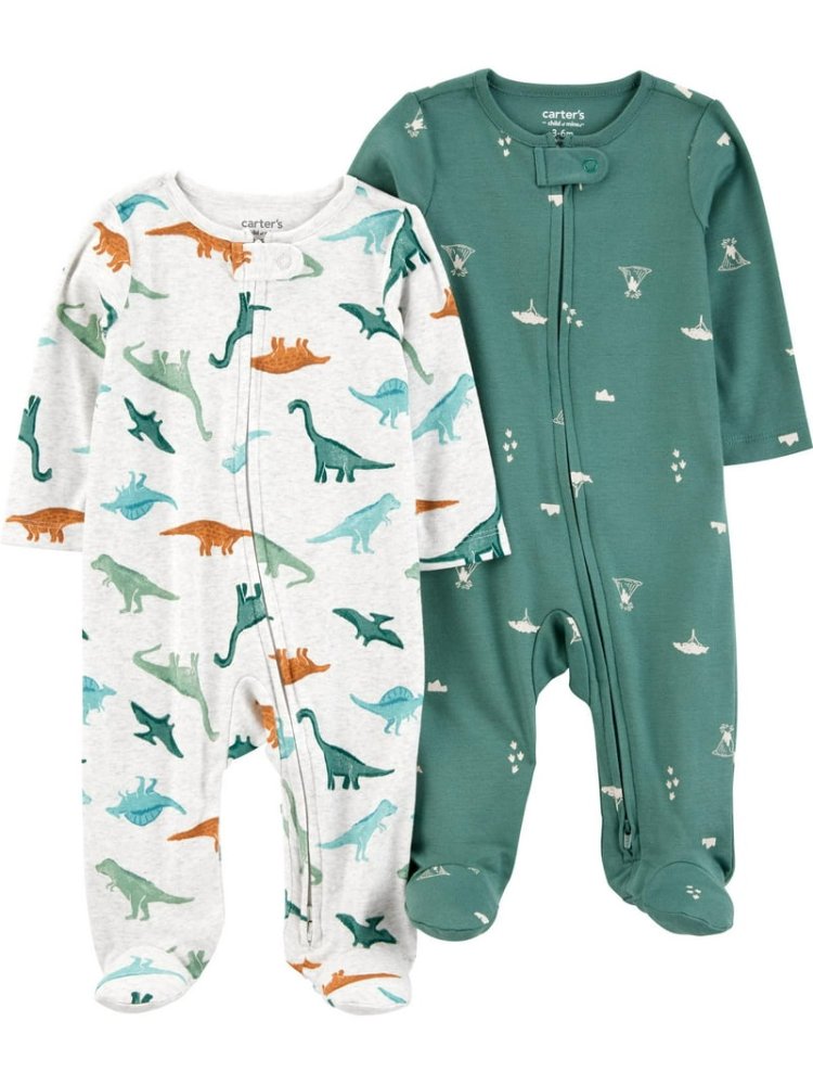 Pijama de bebito por unidad (Gris Dino, Verde Volcan) 6-9 Meses