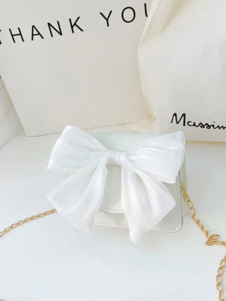 Mini Cartera Bandolero Blanca con Lazo