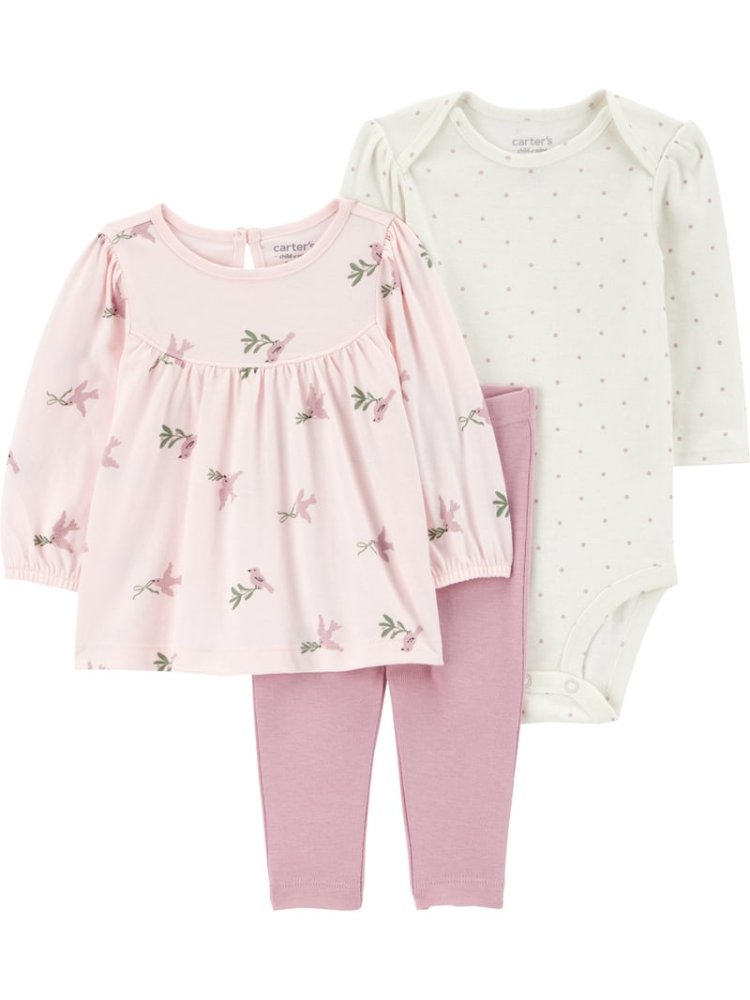 Set 3 pzas conjunto Rosado de bebe 12 Meses