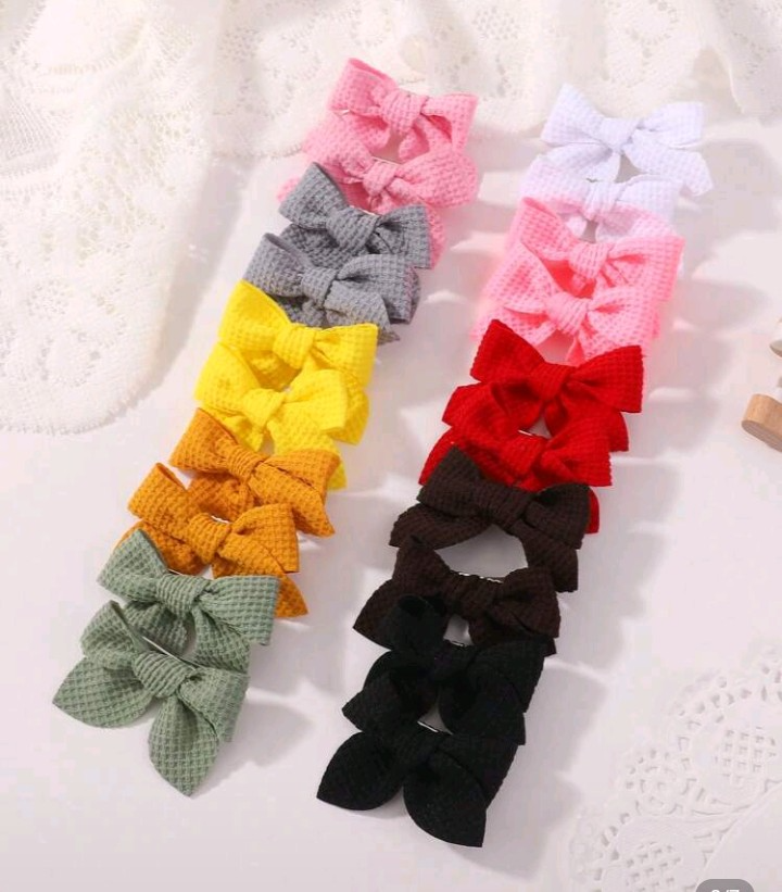 Set 5 Pares de lazos en tela texturizada colores varios