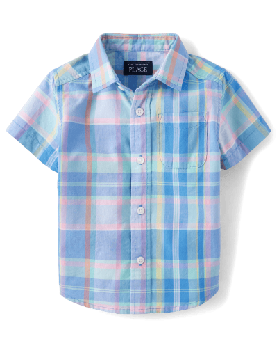 Camisa de cuadros celeste 4T