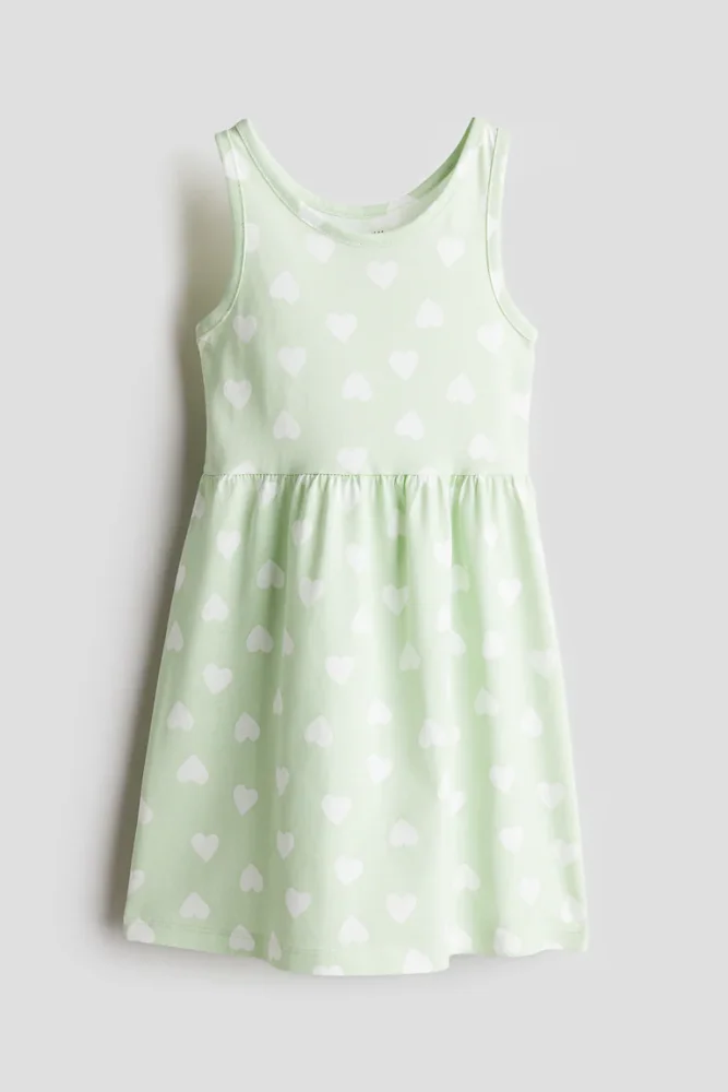 Vestido S/M Verde con corazoncitos blancos 8/10T
