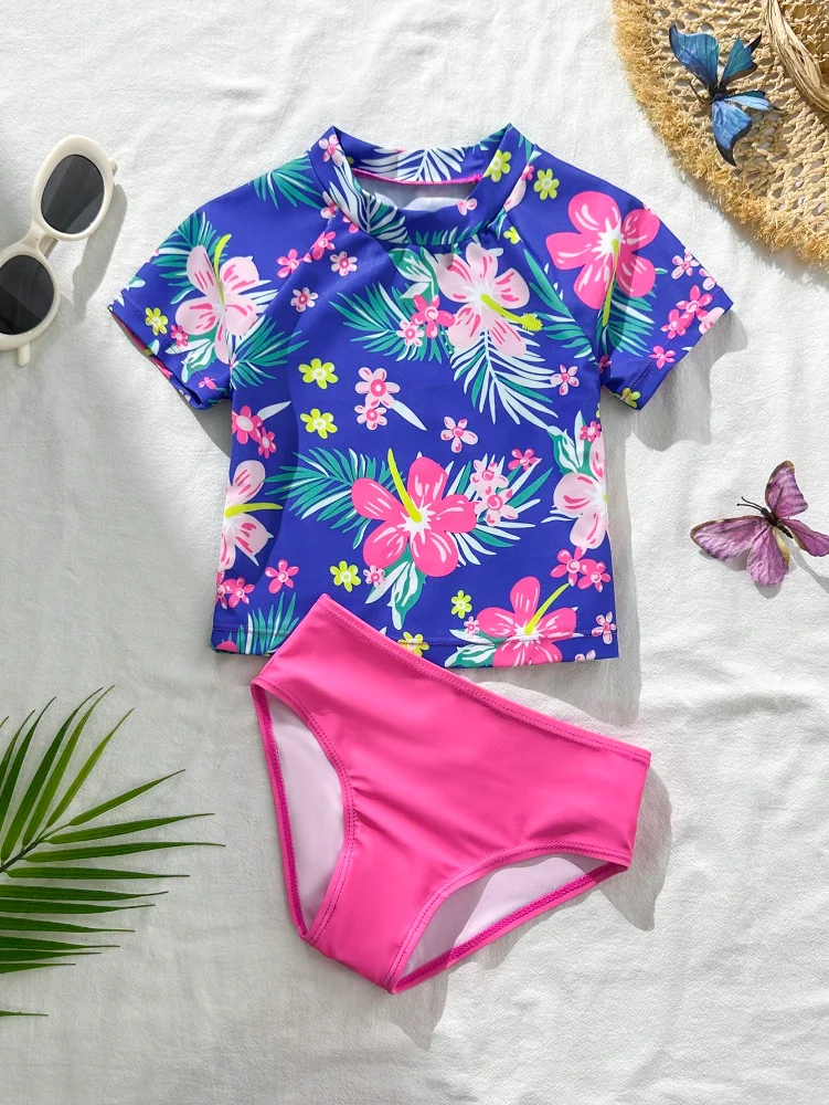 TDB 2 Pzas Azul Floral y Fucsia 6T