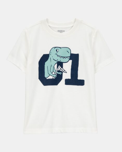 Franela Blanca figura Dino 01 de niño 4T