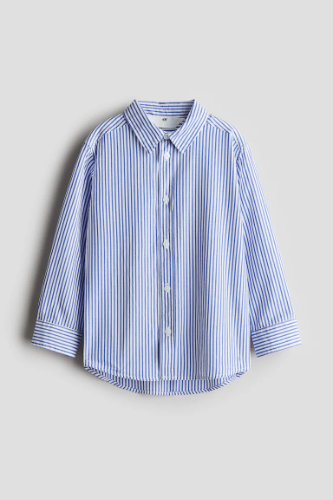 Camisa M/L Celeste con Rayas Blancas 6T H&M