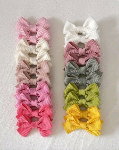 Paq de 5 pares de lazos cinta con pana colores rosa pasteles