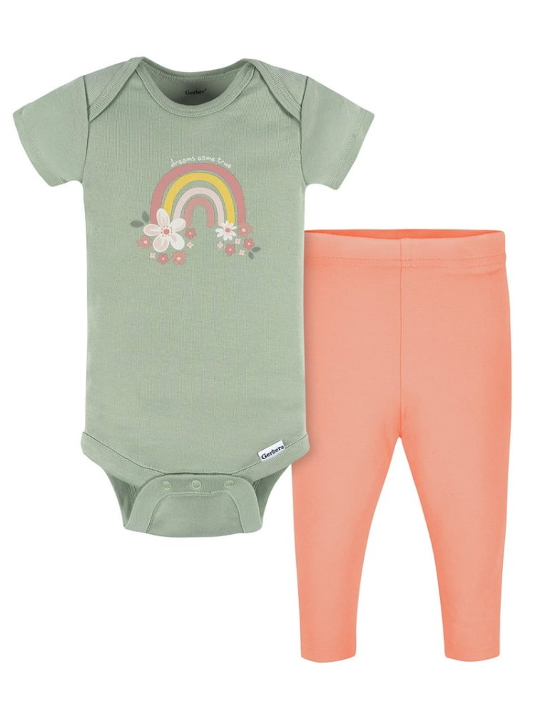 Set Body y Monito Verde Coral 6-9 Meses