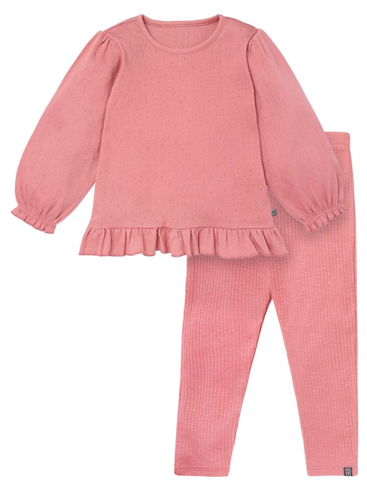 Conjunto de Franela M/L y Leggins Rosa Oscuro 4T