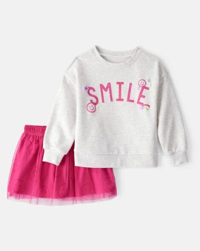 Set de 2 Piezas Sueter M/L y Tutu gris y Fucsia SMILE 5T